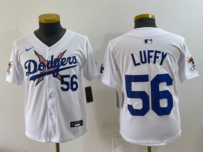 Youth Los Angeles Dodgers #56 Luffy white Game 2026 Nike MLB Jersey 0727087